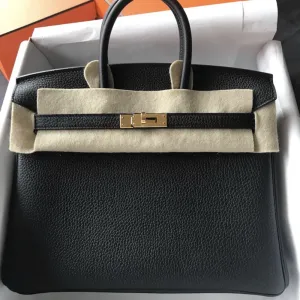 Hermès Birkin 25 Noir (Black) Togo Gold Hardware GHW