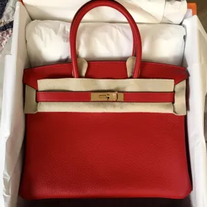Hermès Birkin 30 Geranium Taurillon Novillo Gold Hardware GHW