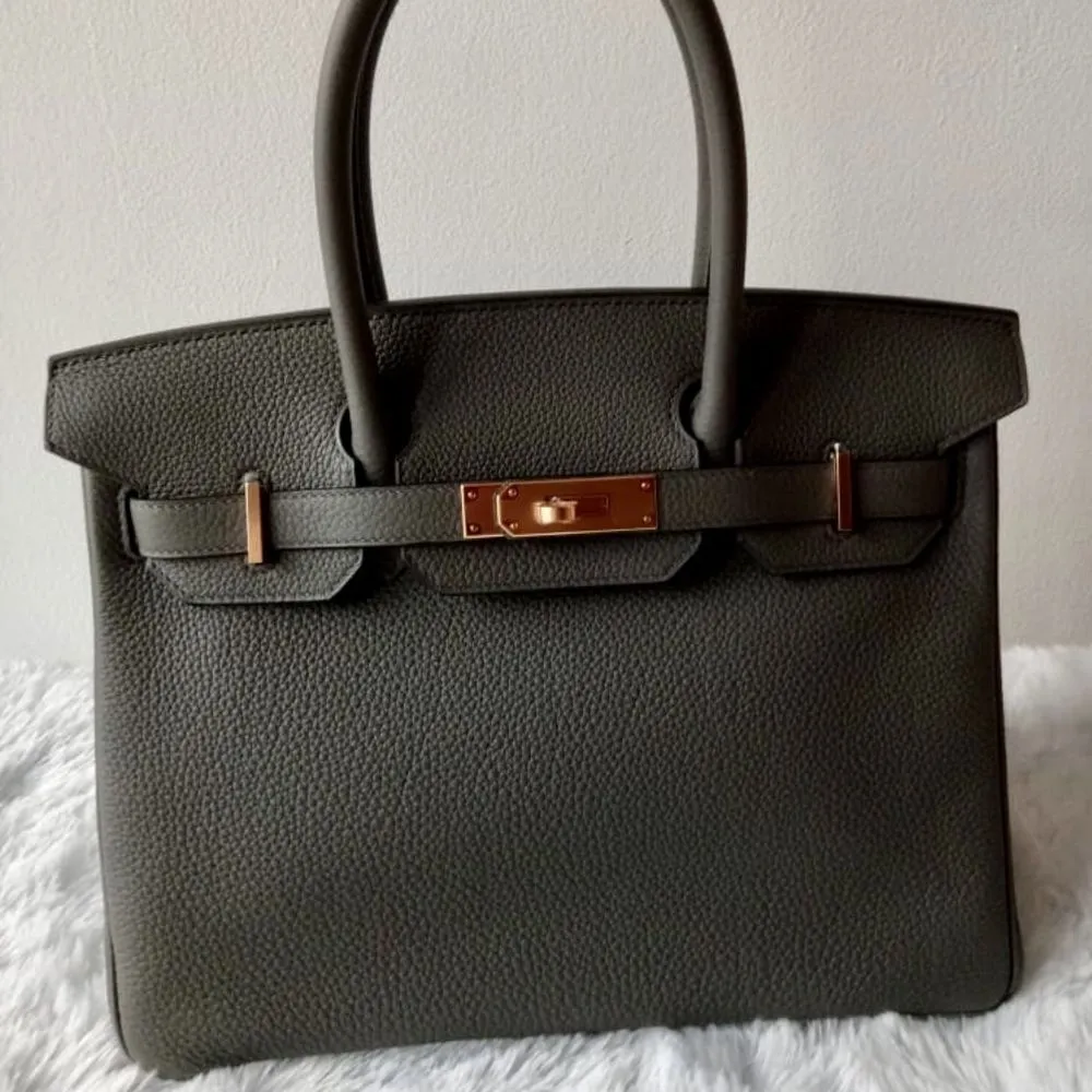 Hermès Birkin 30 Gris Etain Taurillon Clemence Rose Gold Hardware RGHW