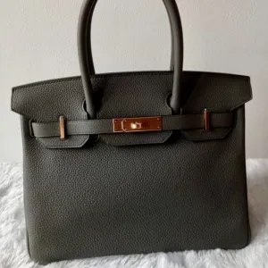 Hermès Birkin 30 Gris Etain Taurillon Clemence Rose Gold Hardware RGHW
