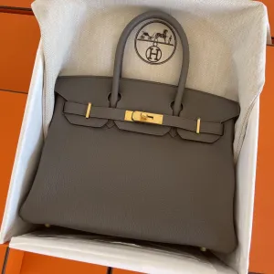 Hermès Birkin 30 Gris Etain Togo Gold Hardware GHW