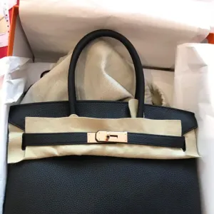 Hermès Birkin 30 Noir (Black) Togo Rose Gold Hardware RGHW