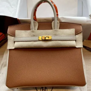 Hermès Birkin HSS 25 Gold/Craie Togo Gold Hardware GHW