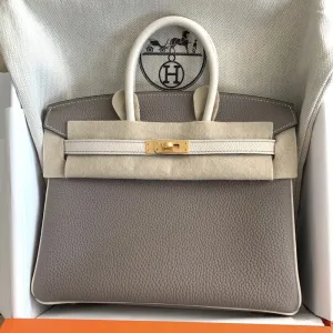 Hermès Birkin HSS 25 Gris Asphalte/Craie Togo Brushed Gold Hardware BGHW
