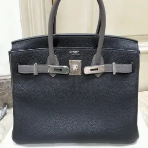 Hermès Birkin HSS 30 Noir (Black)/Gris Etain Togo Palladium Hardware PHW