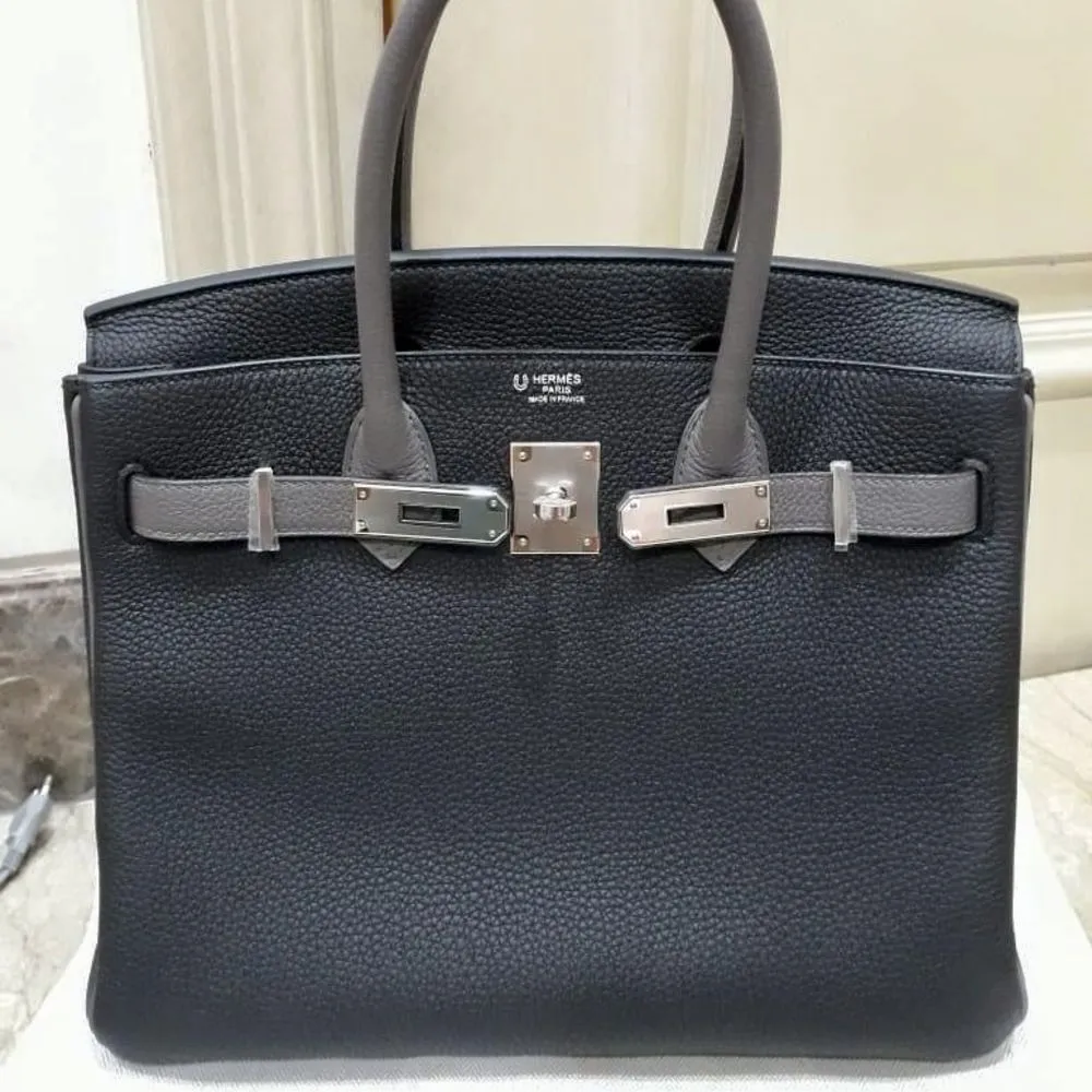 Hermès Birkin HSS 30 Noir (Black)/Gris Etain Togo Palladium Hardware PHW