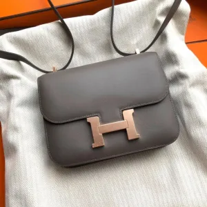 Hermès Constance 18 Gris Etain Swift Gold Hardware GHW