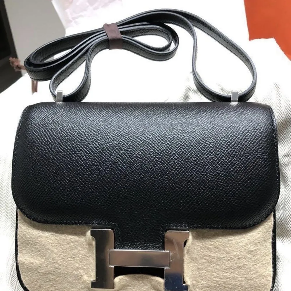 Hermès Constance 18 Noir (Black) Epsom Palladium Hardware PHW