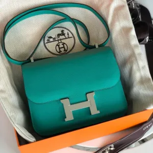 Hermès Constance 18 Vert Verone Evercolor Palladium Hardware PHW
