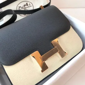 Hermès Constance 24 Noir (Black) Epsom Rose Gold Hardware RGHW