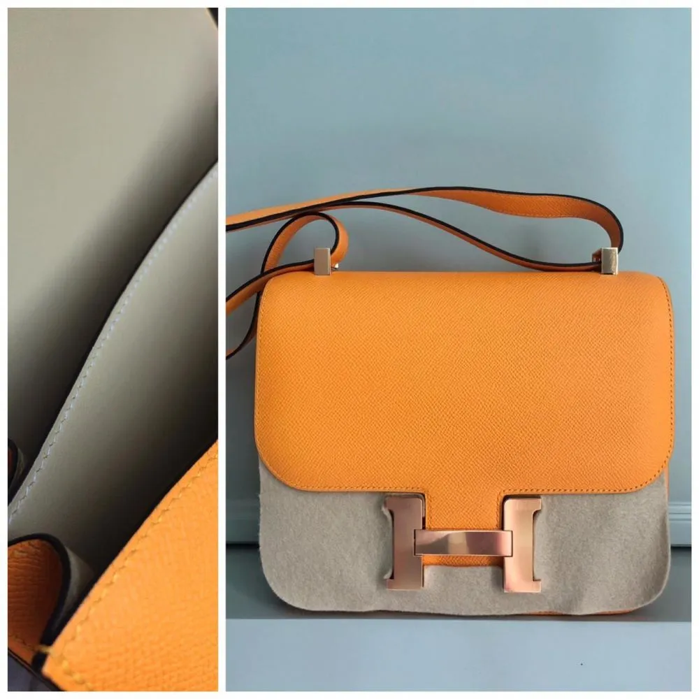 Hermès Constance HSS 24 Jaune d'Or/Gris Asphalte Epsom Rose Gold Hardware RGHW
