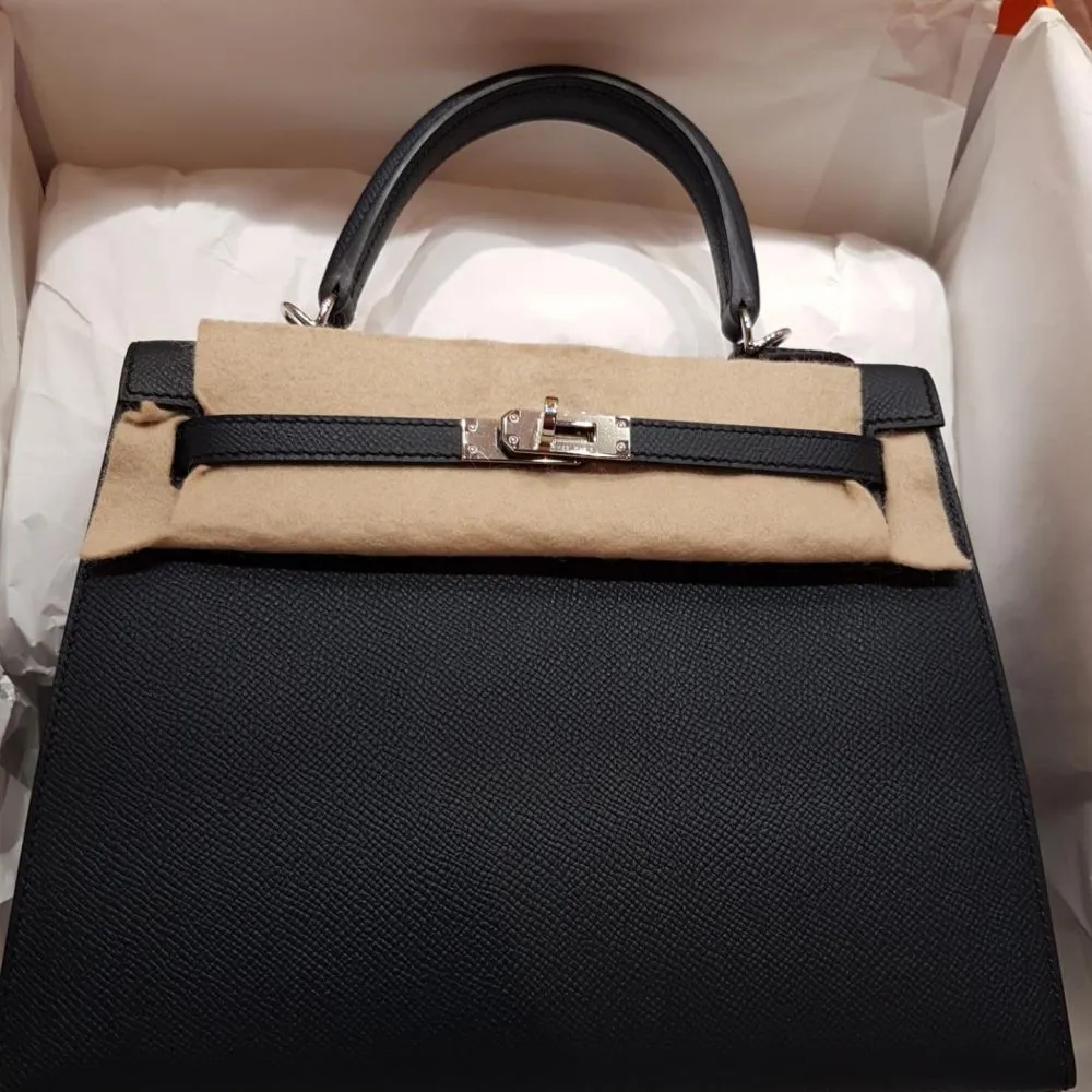 Hermès Kelly 25 Bleu Indigo Sellier Epsom Palladium Hardware PHW