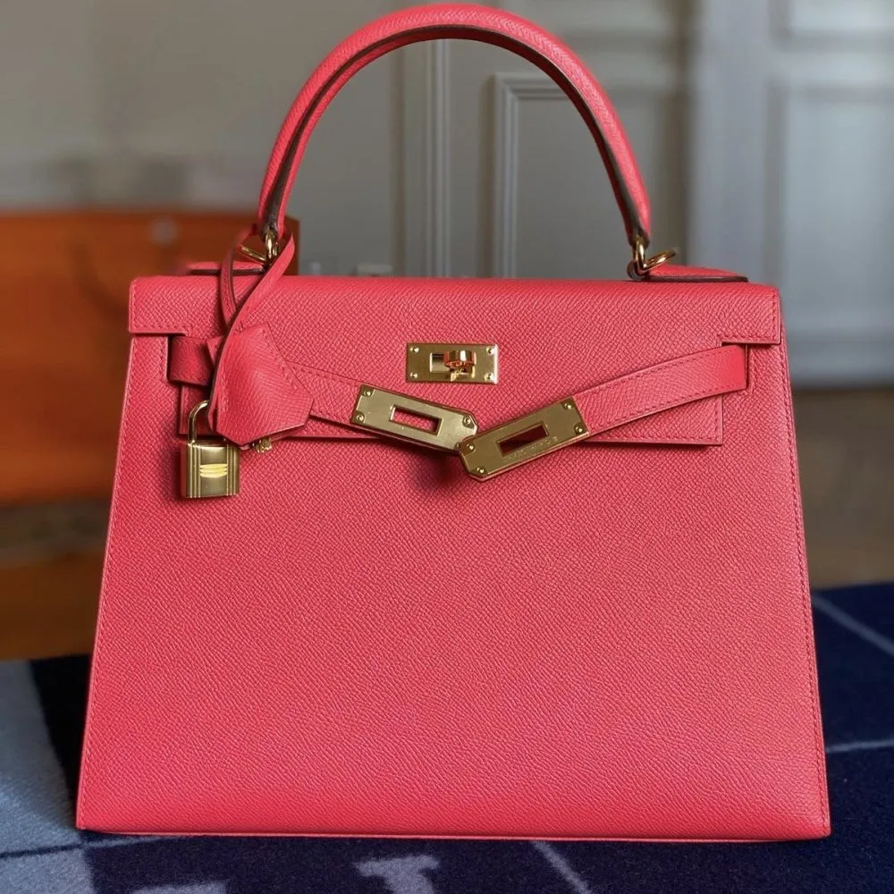 Hermès Kelly 28 Rose Extreme Sellier Epsom Gold Hardware GHW