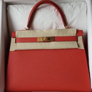Hermès Kelly 28 Rouge de Coeur Sellier Epsom Gold Hardware GHW