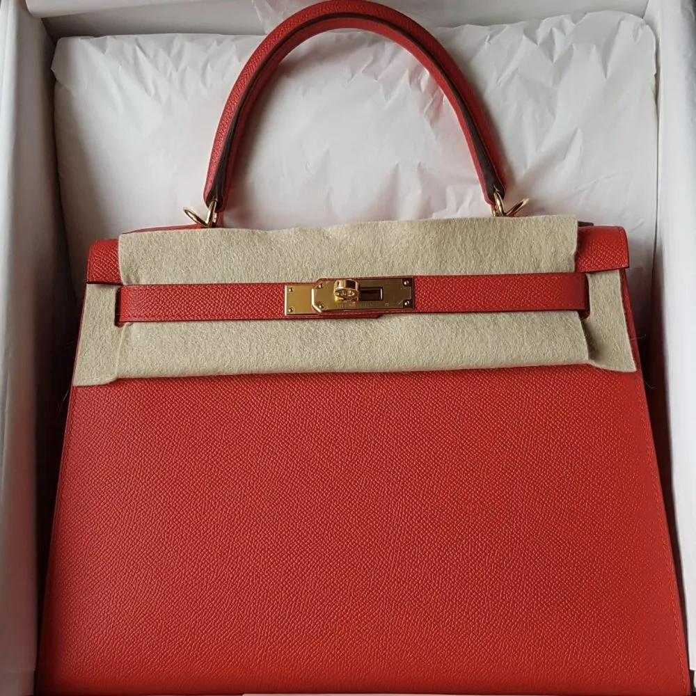 Hermès Kelly 28 Rouge de Coeur Sellier Epsom Gold Hardware GHW