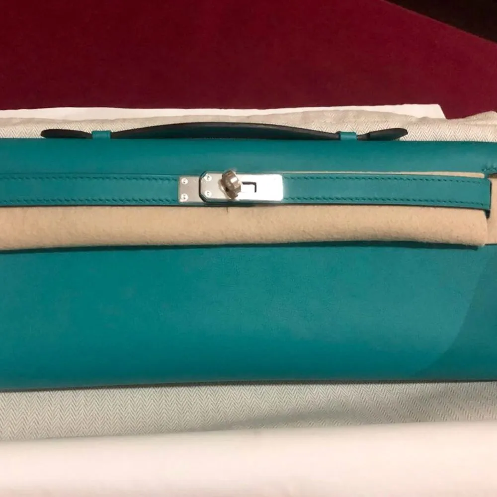 Hermès Kelly Cut Bleu Paon Swift Palladium Hardware PHW