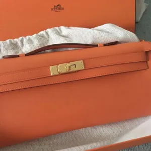 Hermès Kelly Cut Orange Swift Gold Hardware GHW