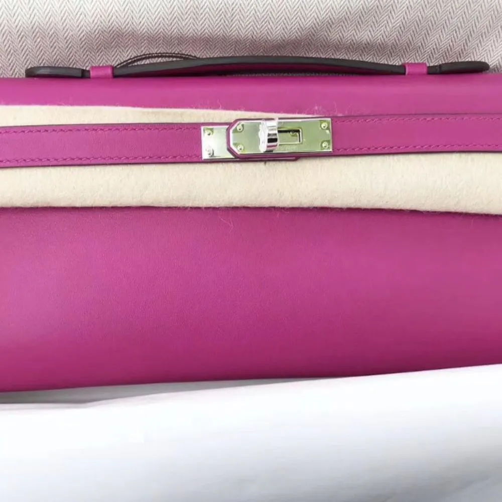 Hermès Kelly Cut Rose Pourpre Swift Palladium Hardware PHW