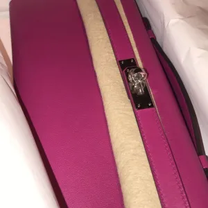 Hermès Kelly Cut Rose Pourpre Swift Palladium Hardware PHW
