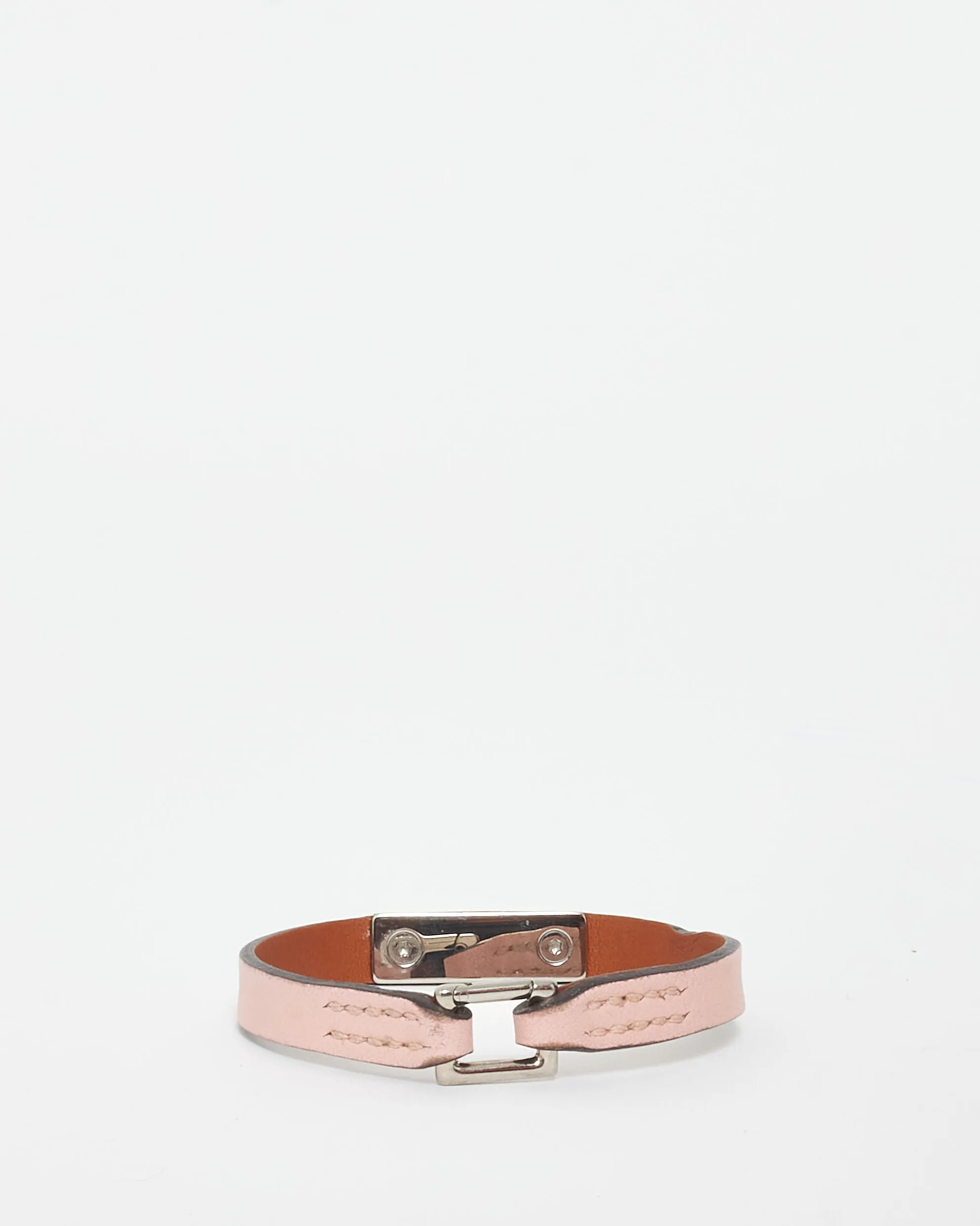 Hermès Pink Leather Mini Rivale Bracelet - XS
