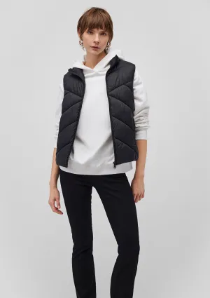 High Collar Black Puffer Vest