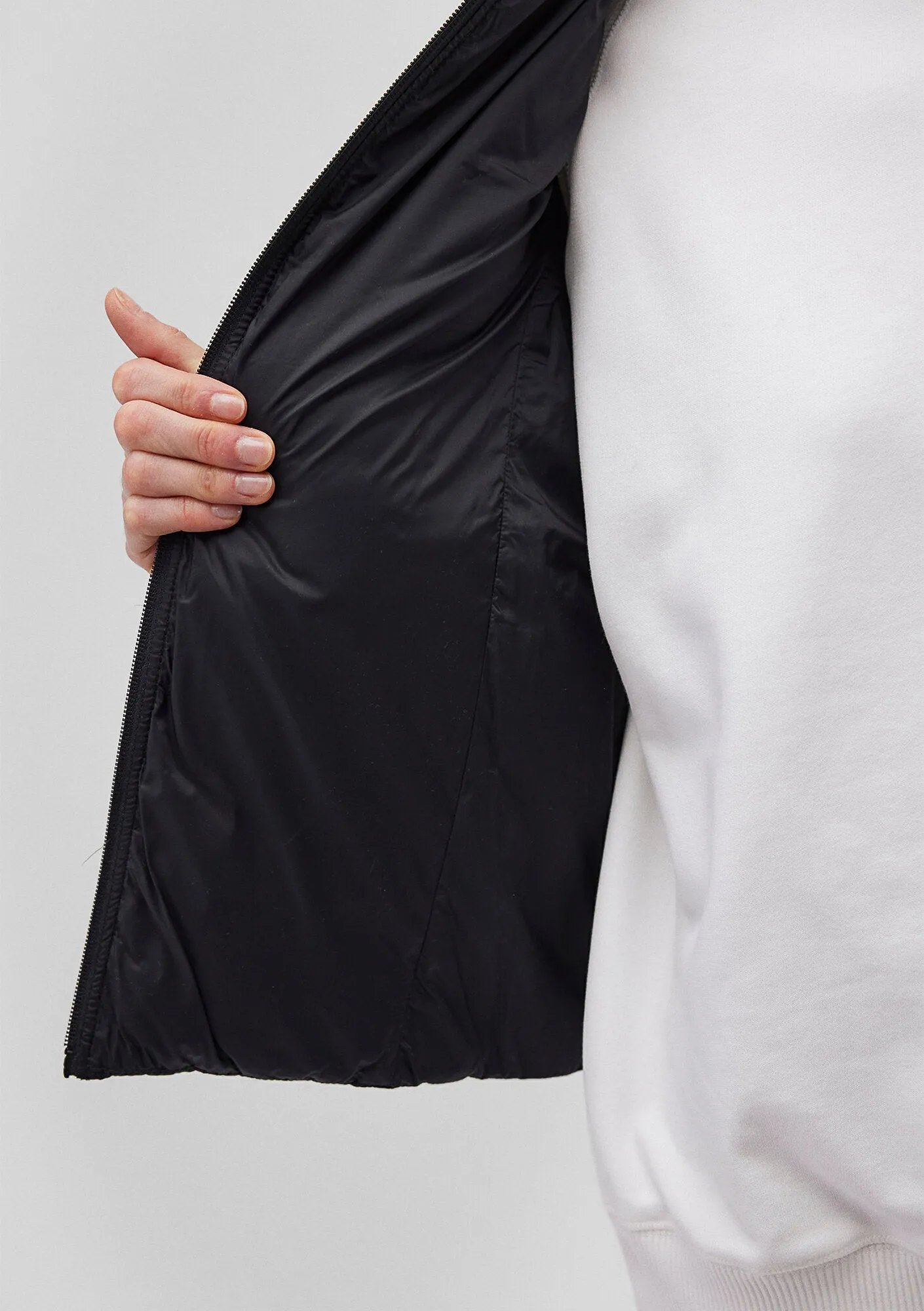 High Collar Black Puffer Vest
