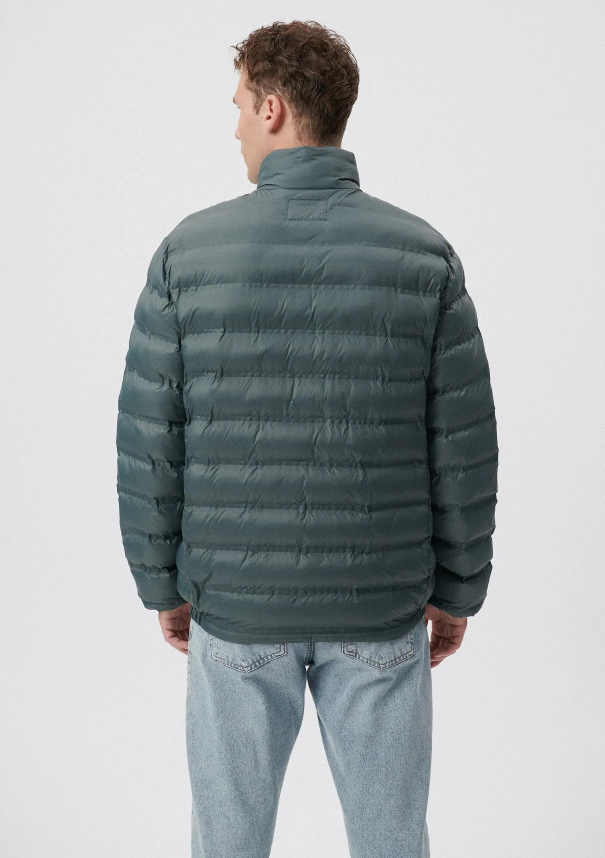 High Collar Green Puffer Jacket