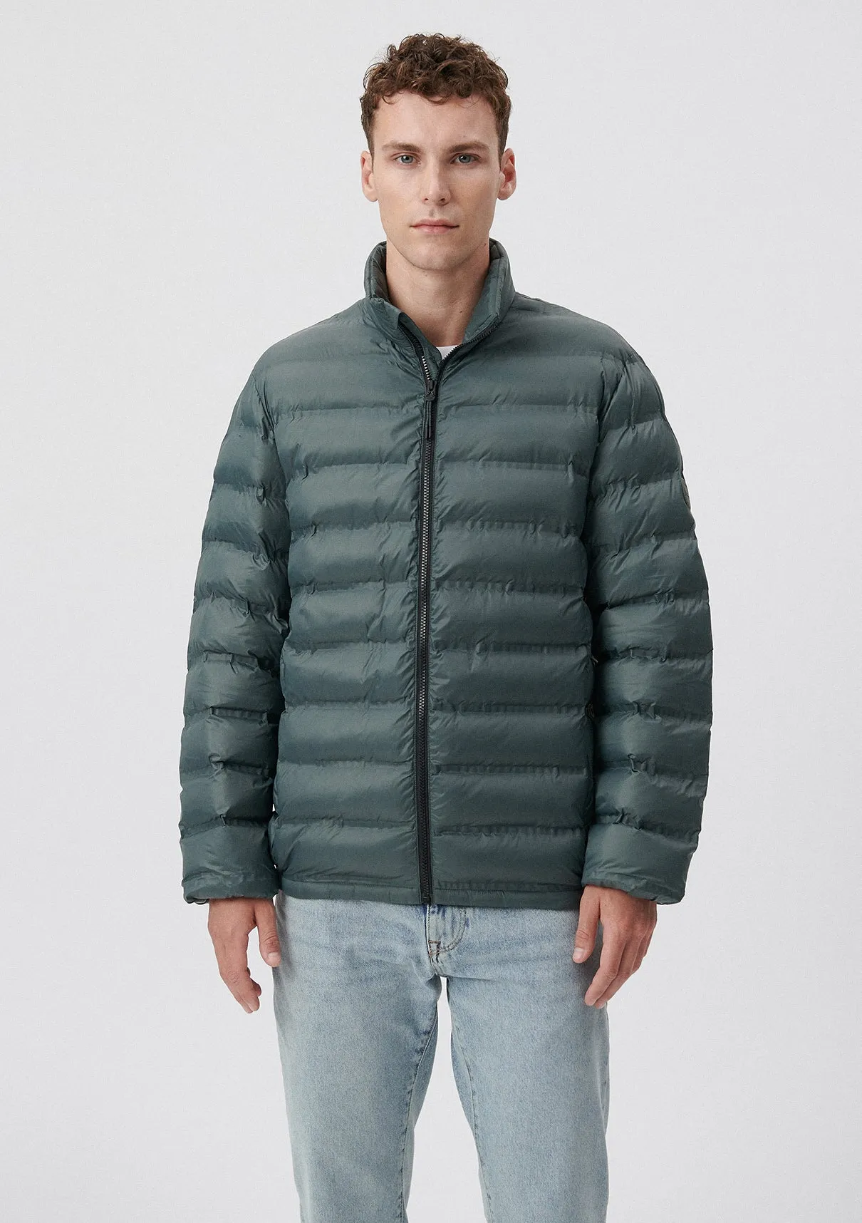 High Collar Green Puffer Jacket