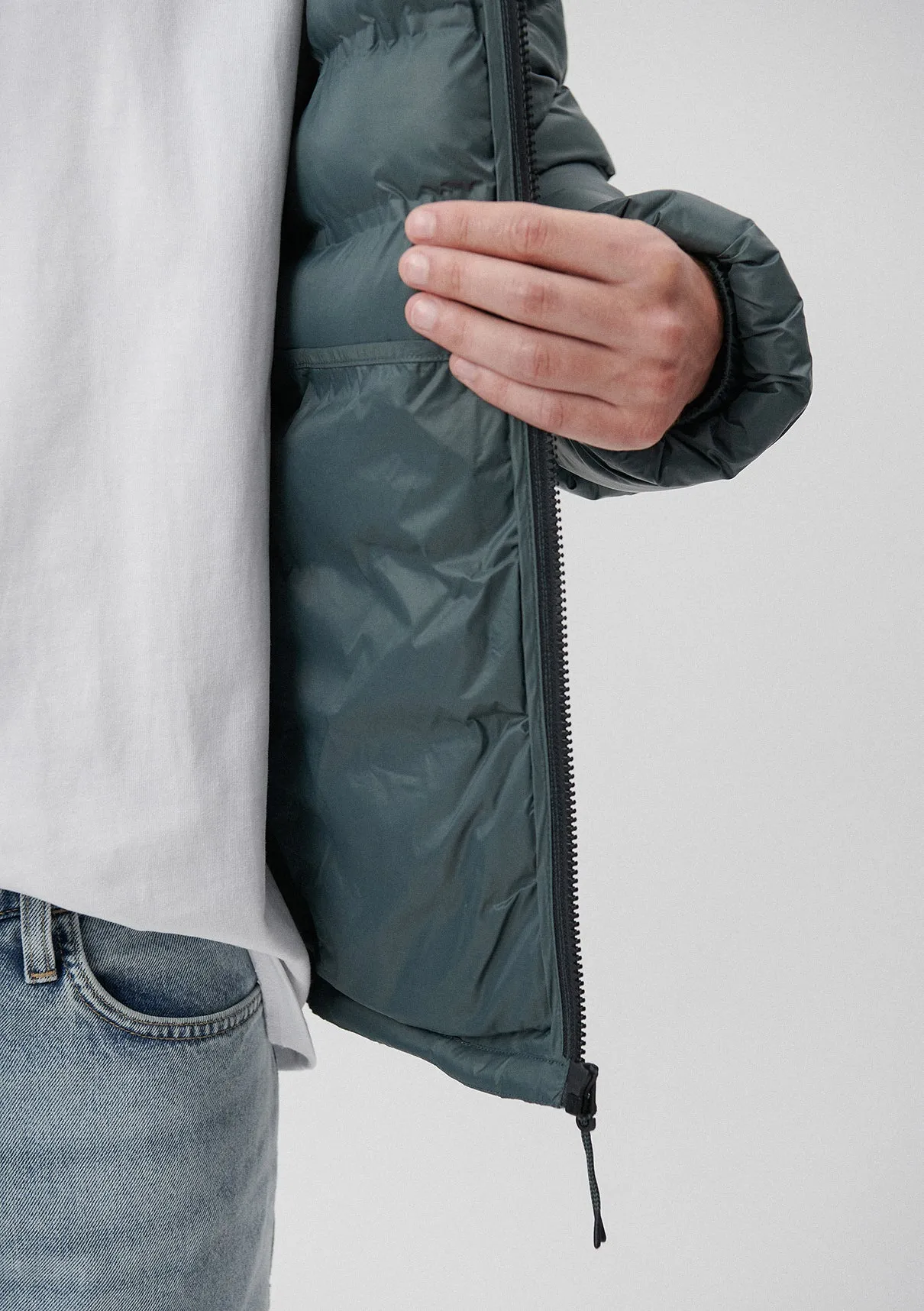 High Collar Green Puffer Jacket