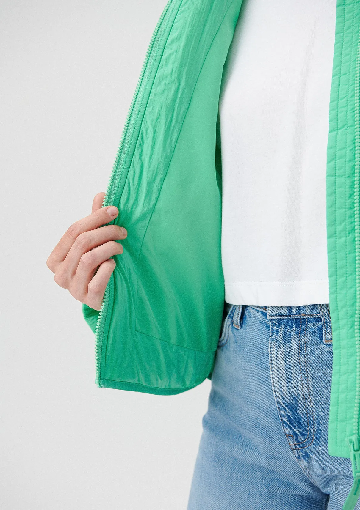 High Collar Green Puffer Jacket