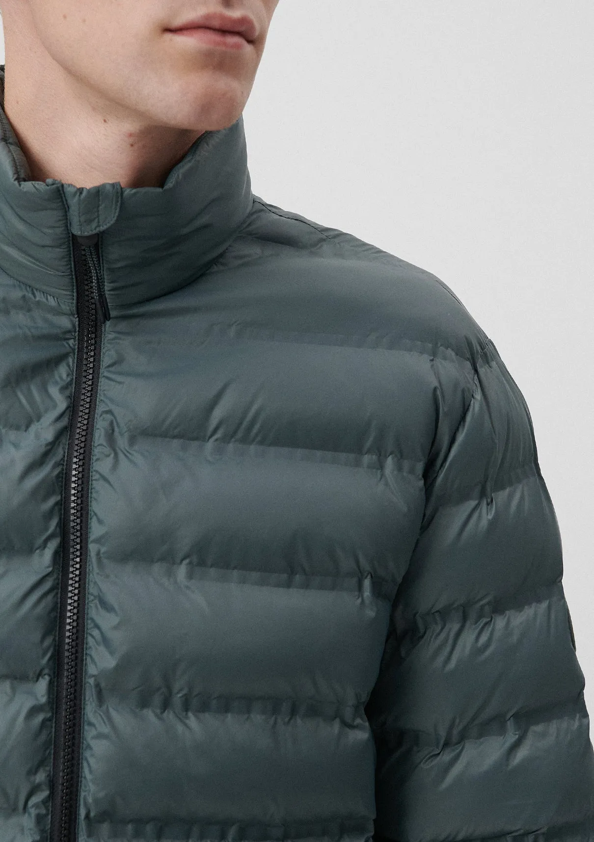 High Collar Green Puffer Jacket