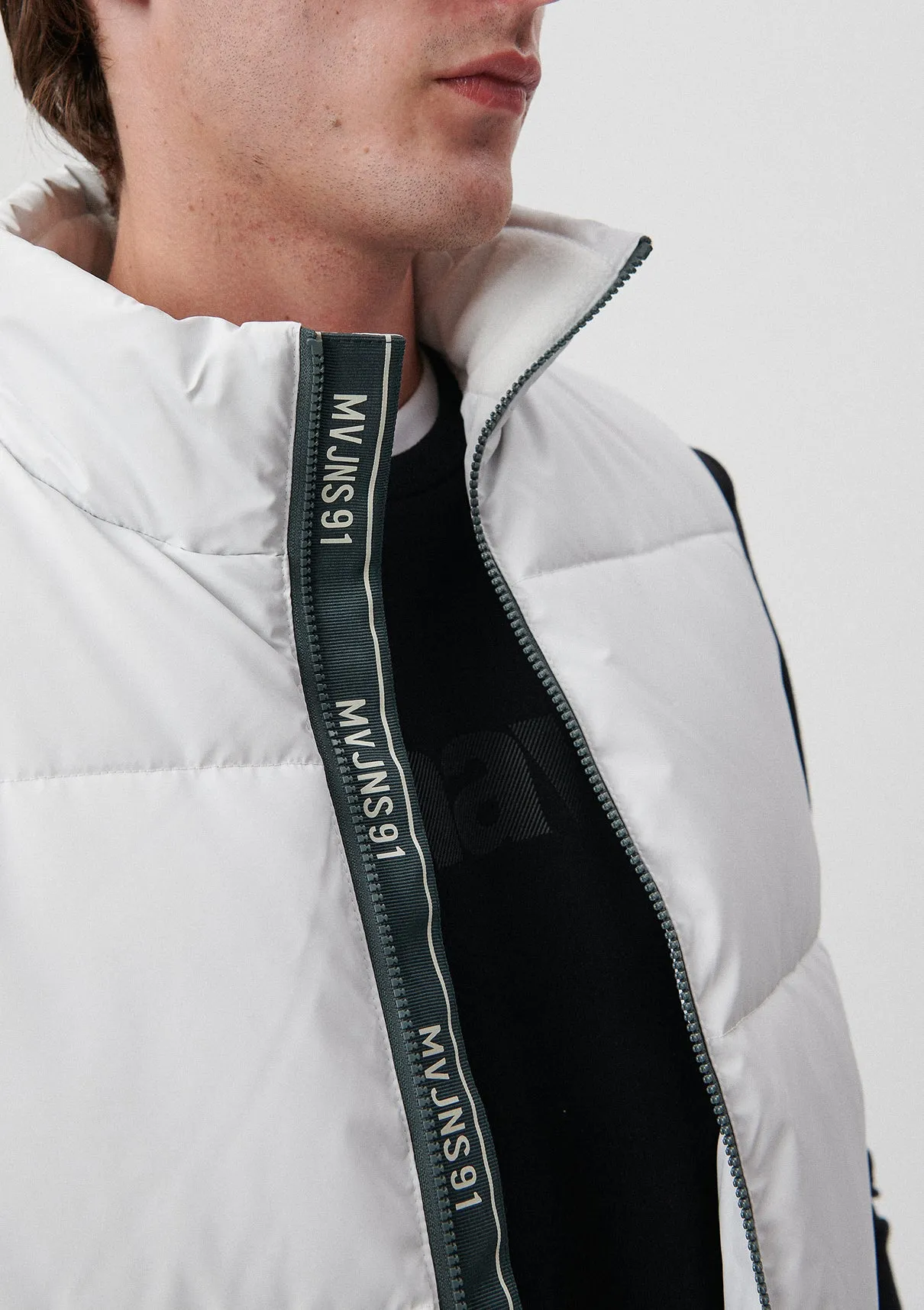 High Collar Grey Puffer Vest