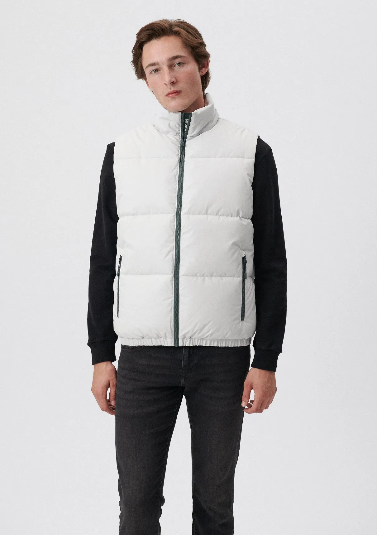 High Collar Grey Puffer Vest