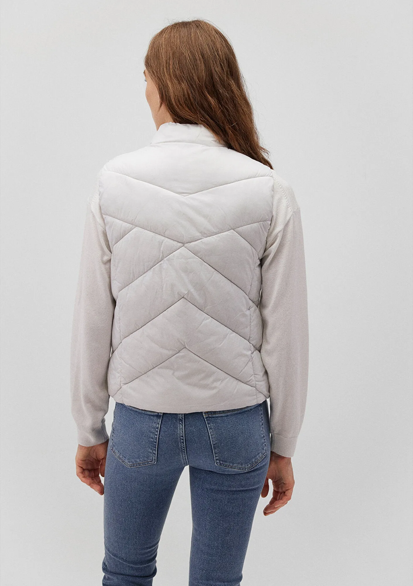High Collar Grey Puffer Vest