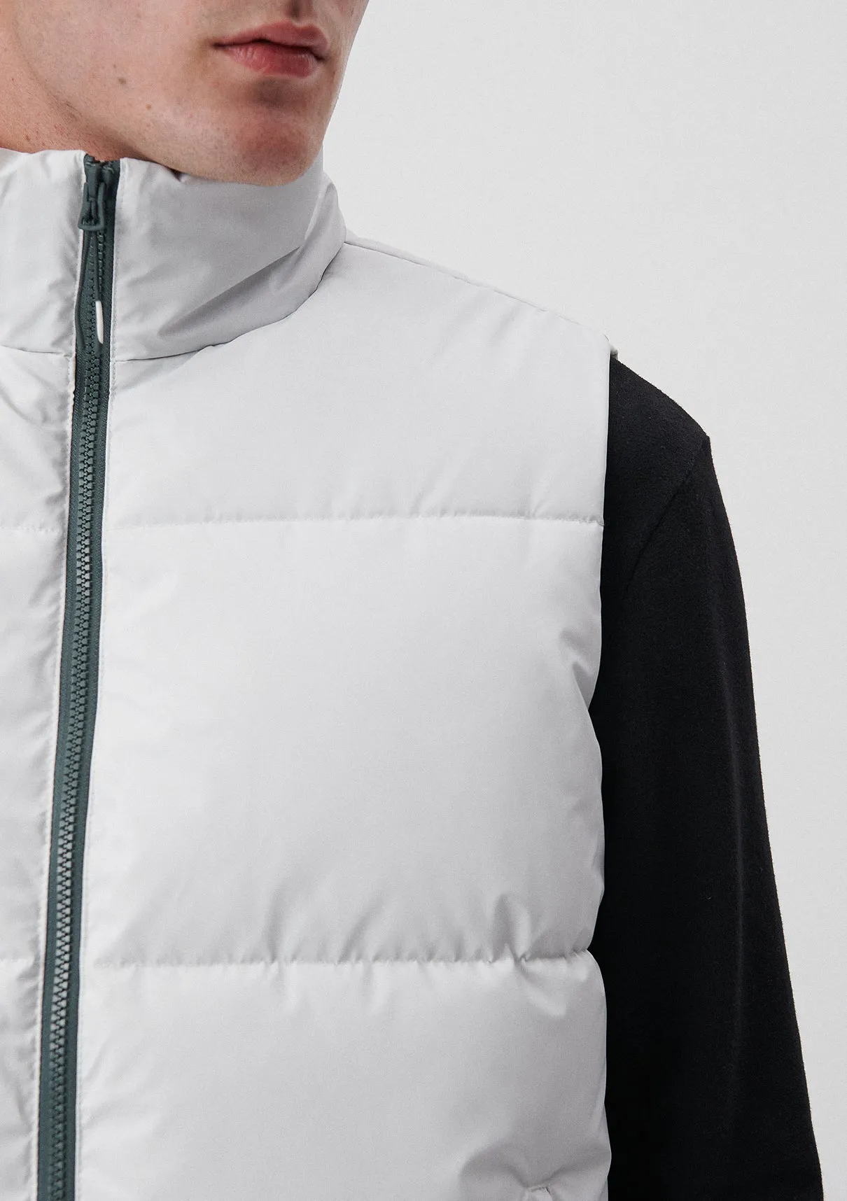 High Collar Grey Puffer Vest