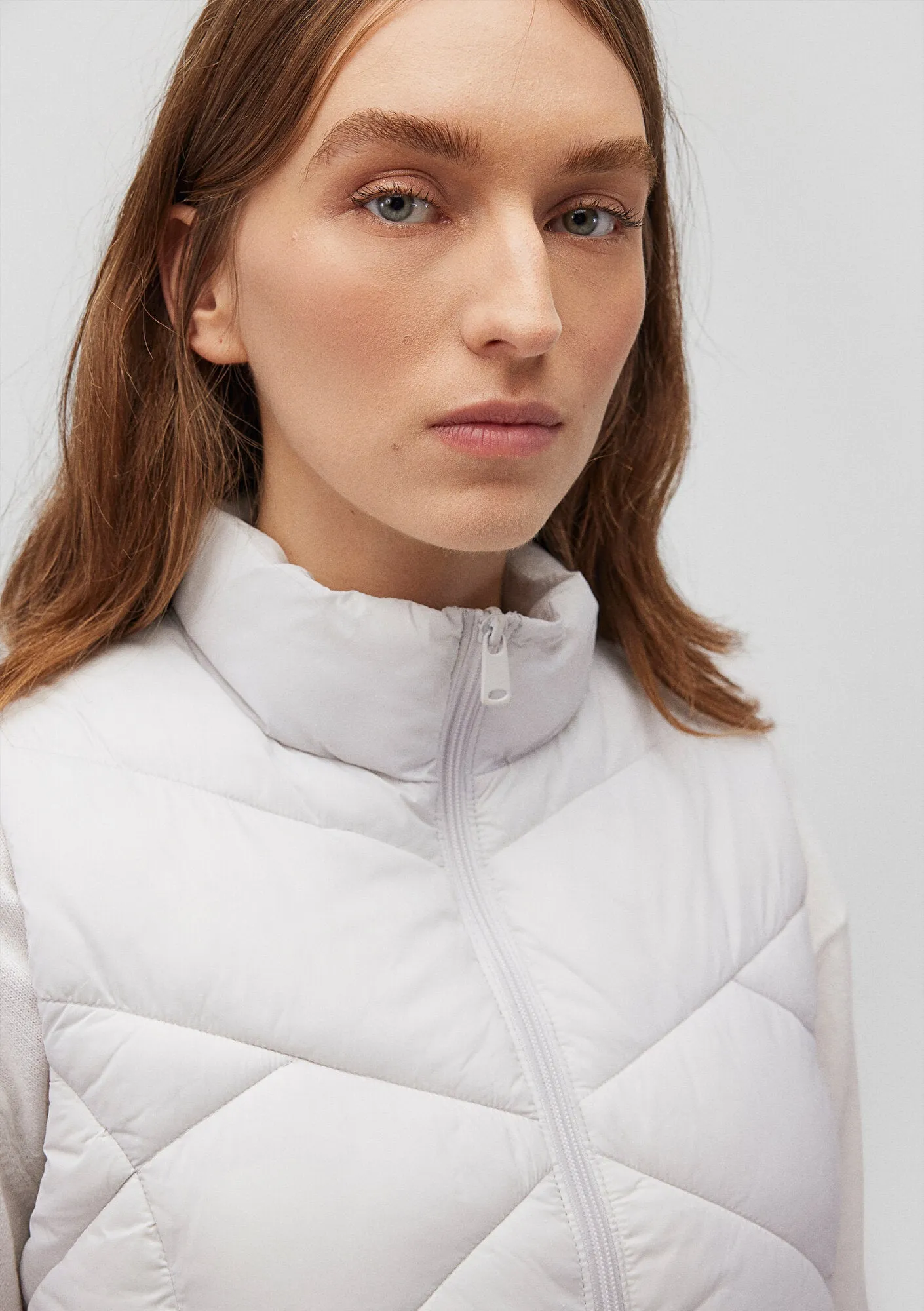 High Collar Grey Puffer Vest