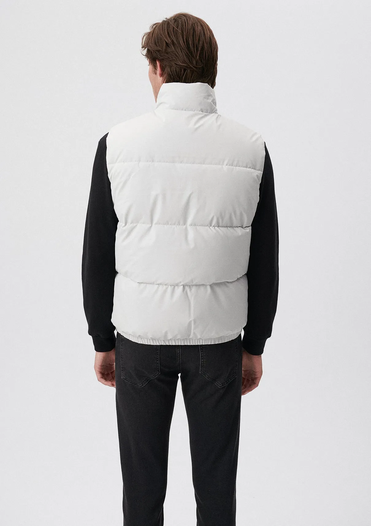 High Collar Grey Puffer Vest