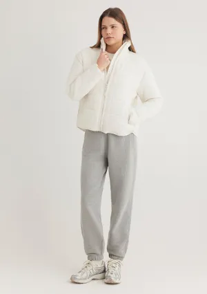 High Collar White Puffer Jacket