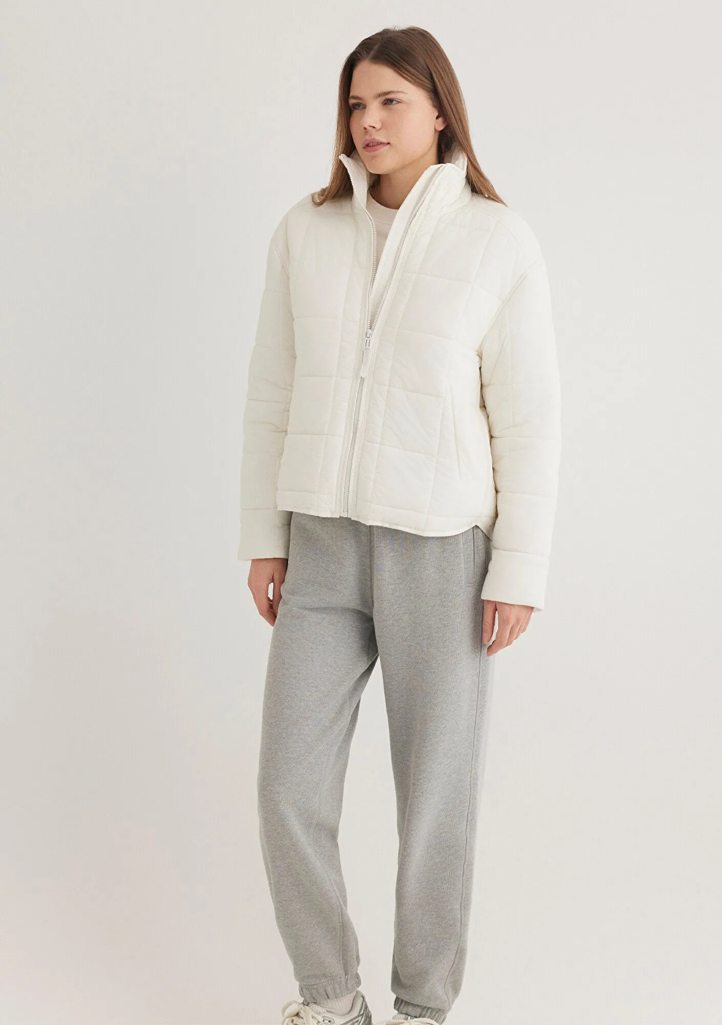 High Collar White Puffer Jacket