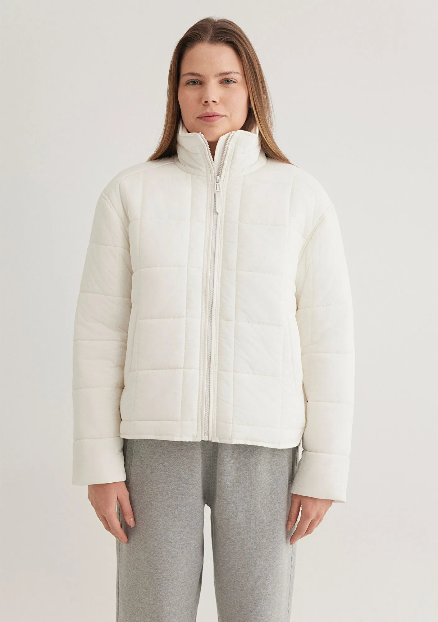 High Collar White Puffer Jacket