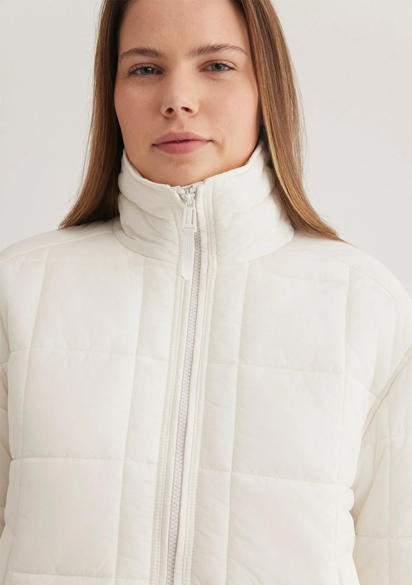 High Collar White Puffer Jacket