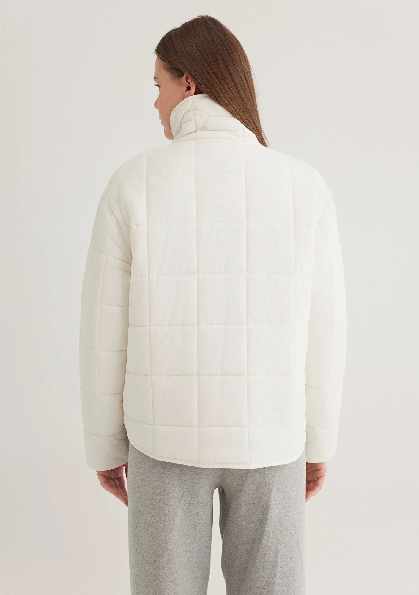 High Collar White Puffer Jacket