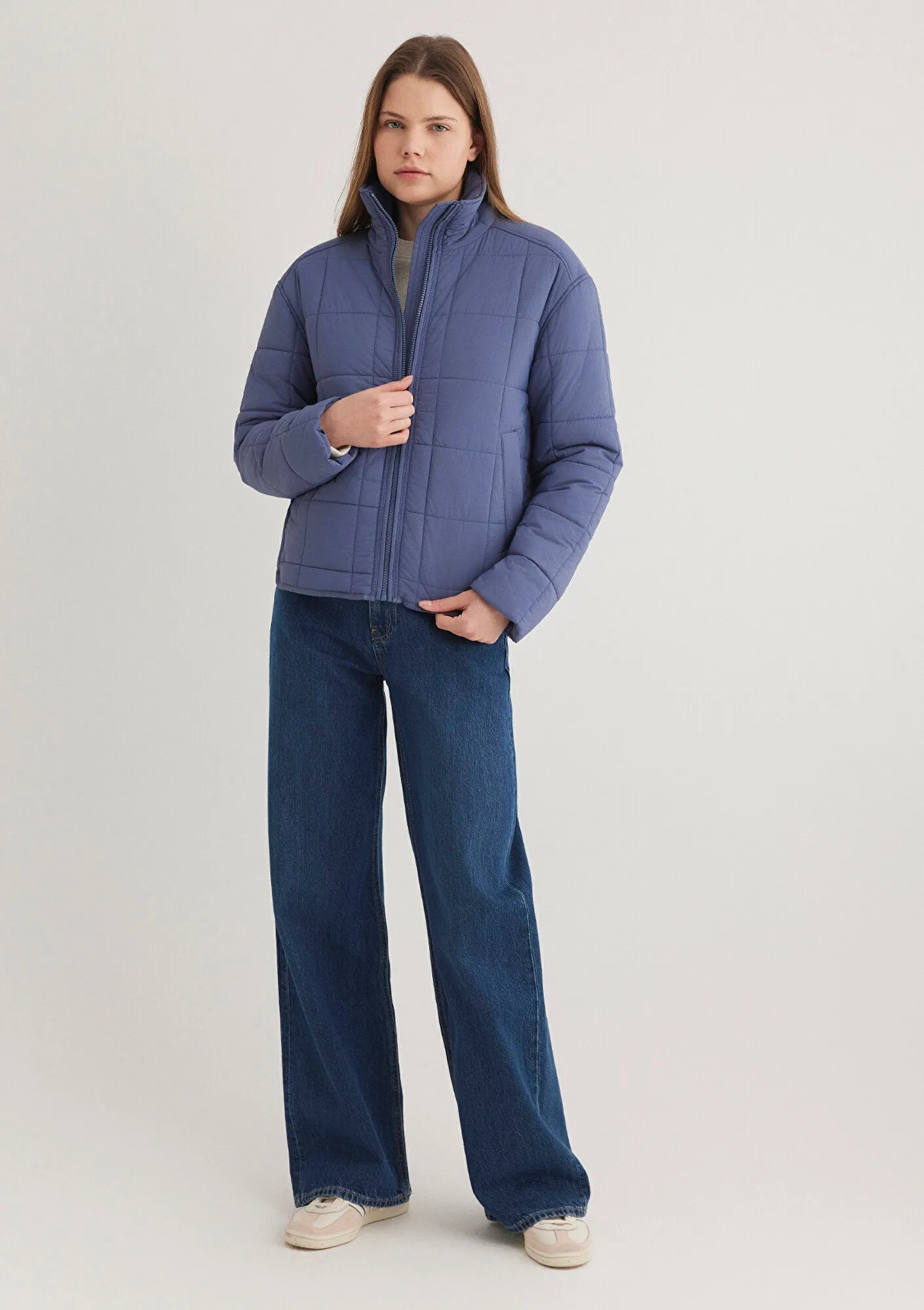High Neck Purple Puffer Jacket