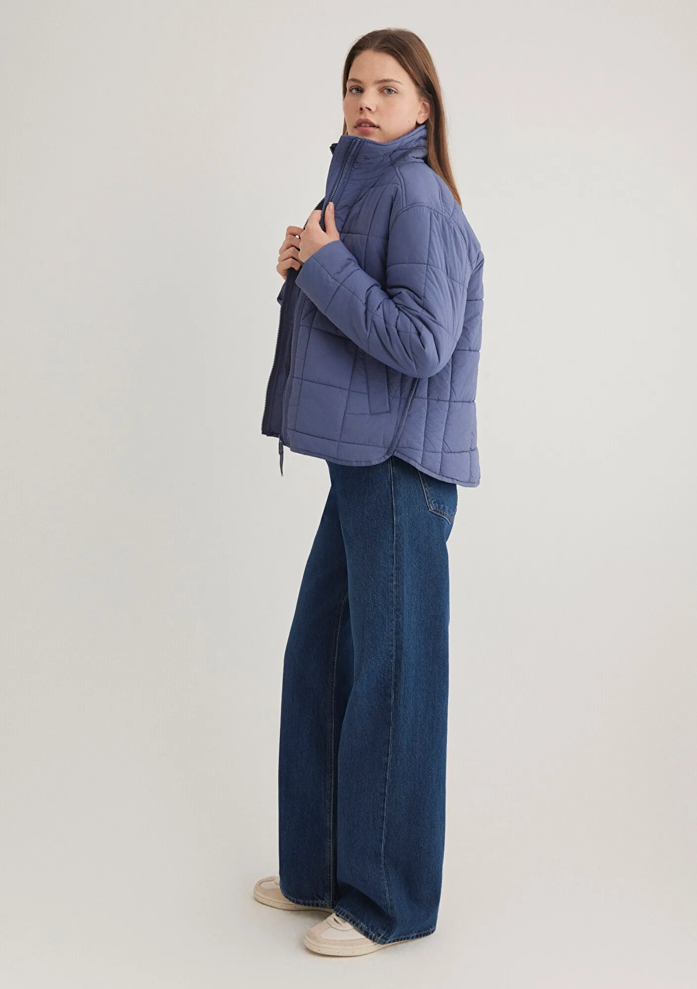 High Neck Purple Puffer Jacket