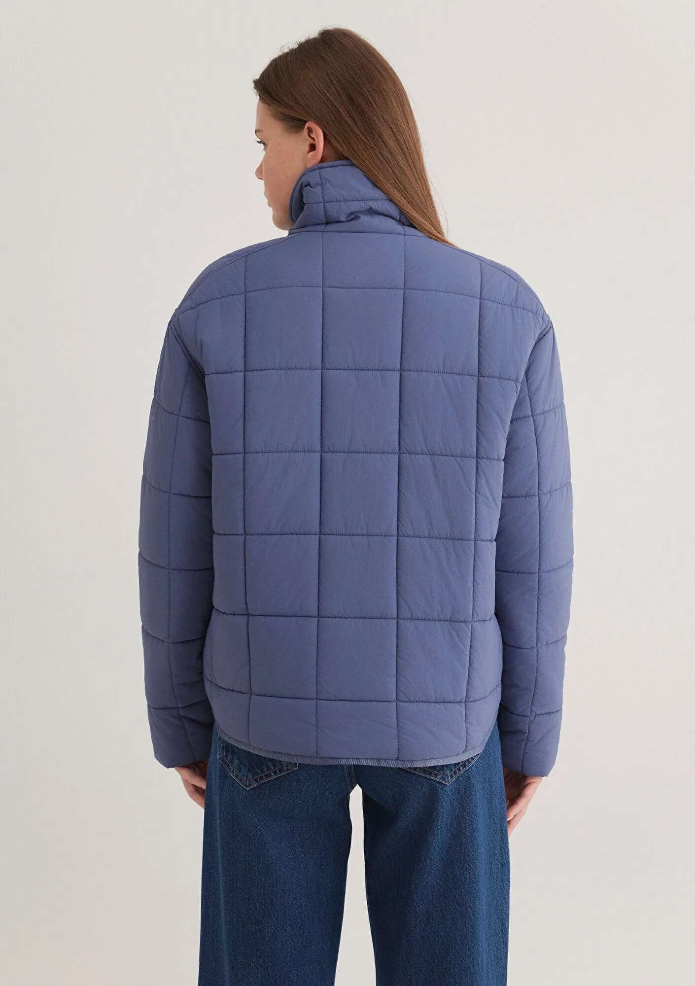 High Neck Purple Puffer Jacket