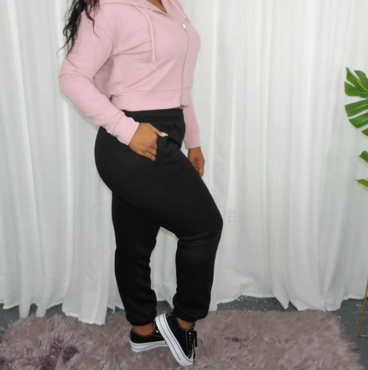 High Rise Fleece Boyfriend Joggers
