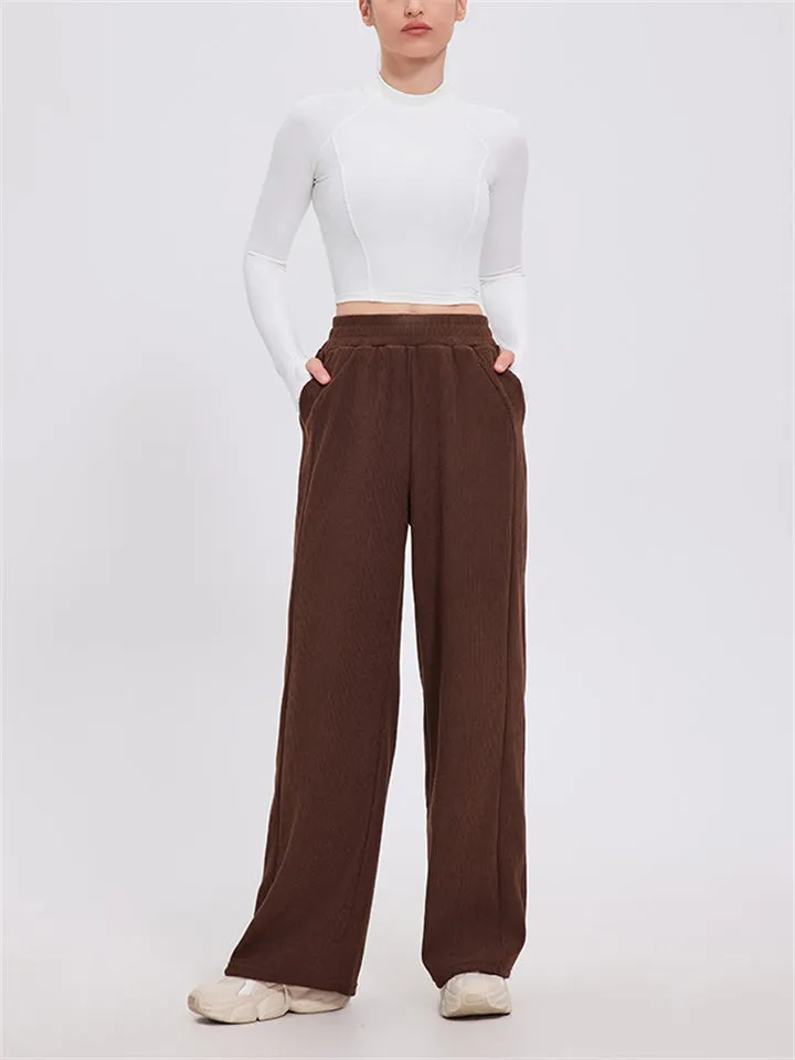 High Rise Wide Leg Corduroy Trousers for Ladies