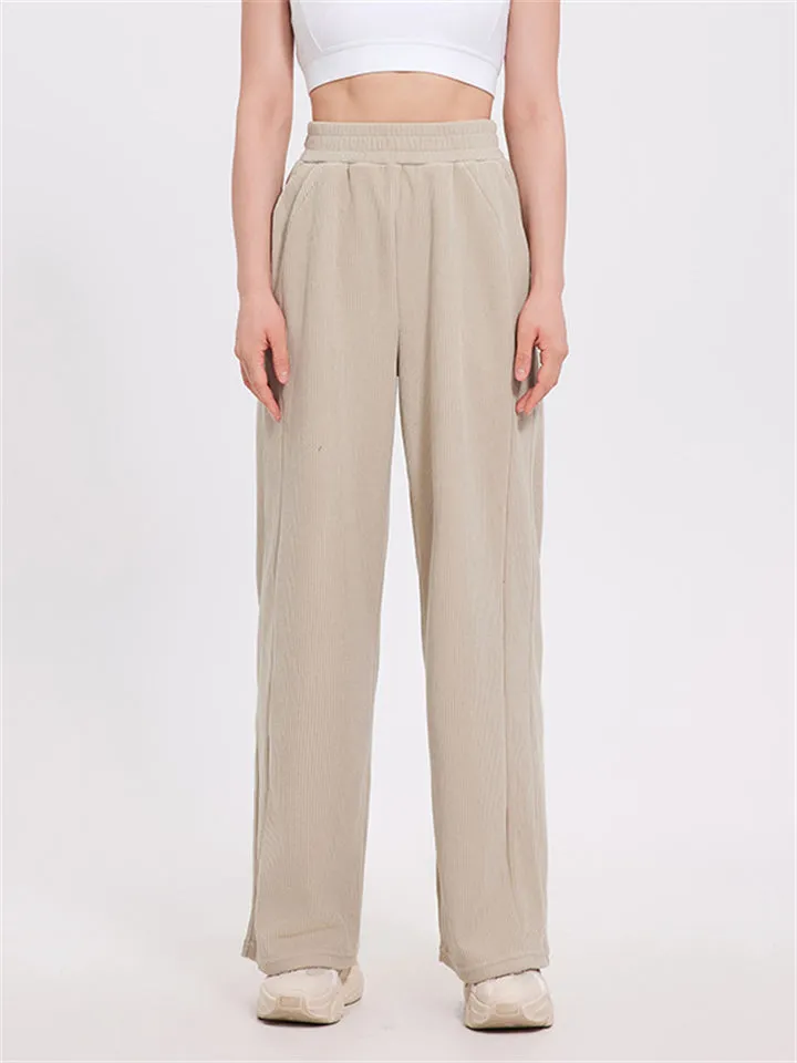 High Rise Wide Leg Corduroy Trousers for Ladies