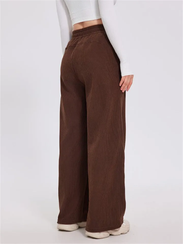 High Rise Wide Leg Corduroy Trousers for Ladies