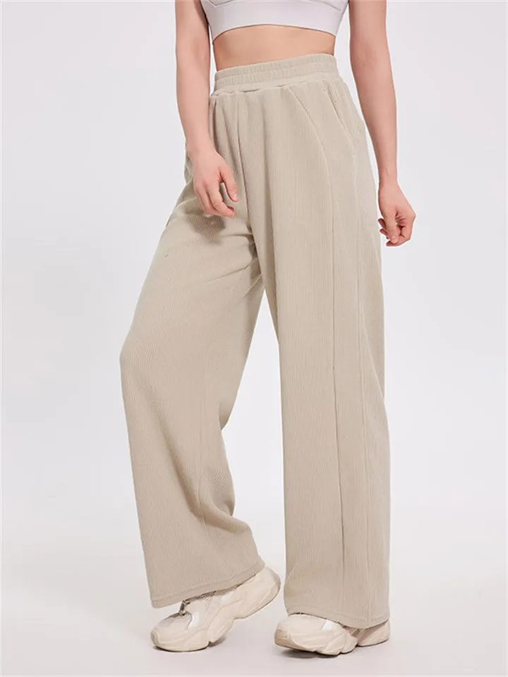 High Rise Wide Leg Corduroy Trousers for Ladies